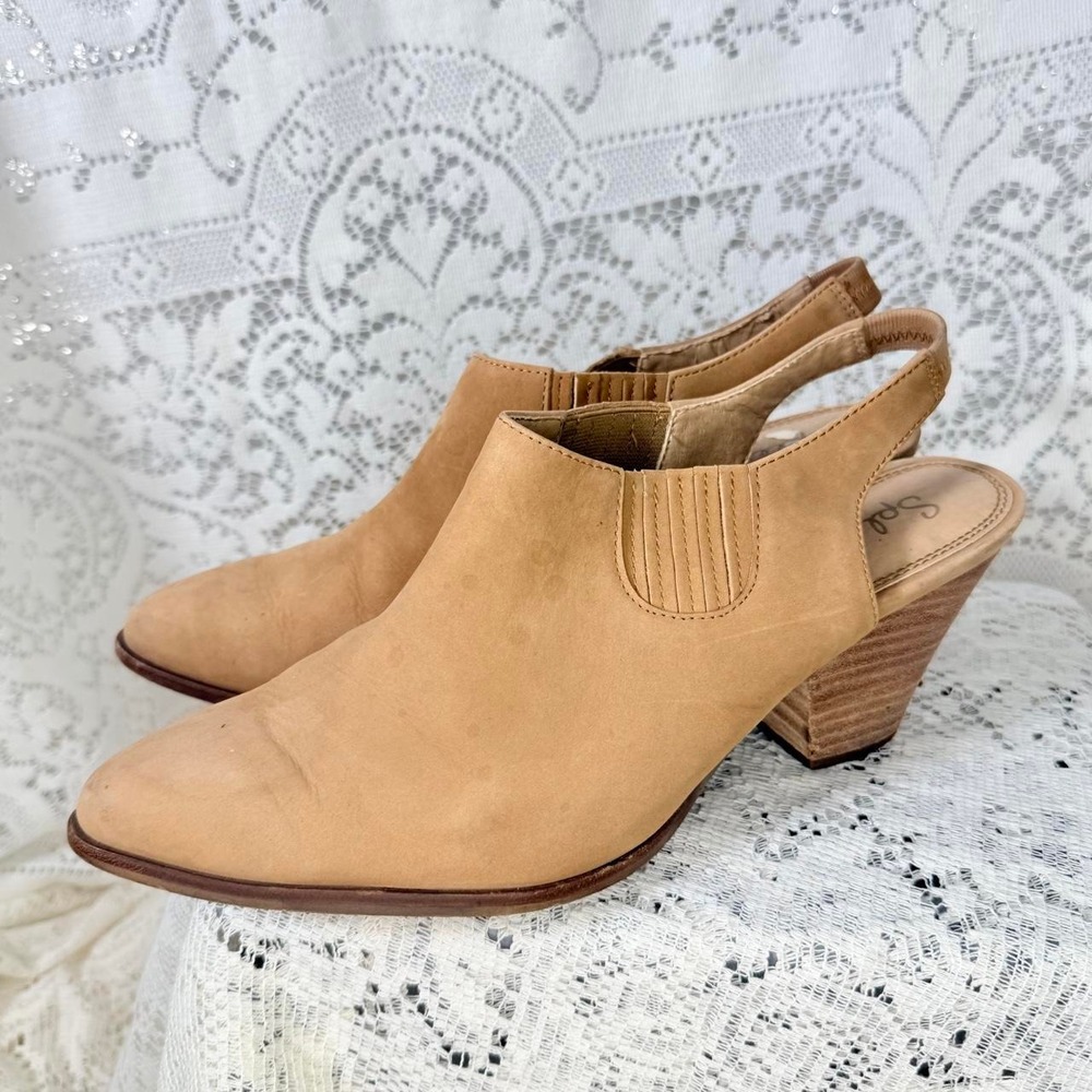 Splendid Tan Leather Western Slingback Booties โ Size 10M